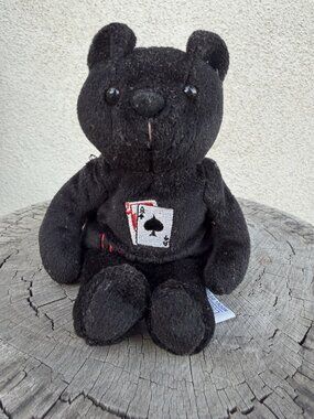 Top Hat Collectibles Black Teddy Bear Ace of Spades Plush